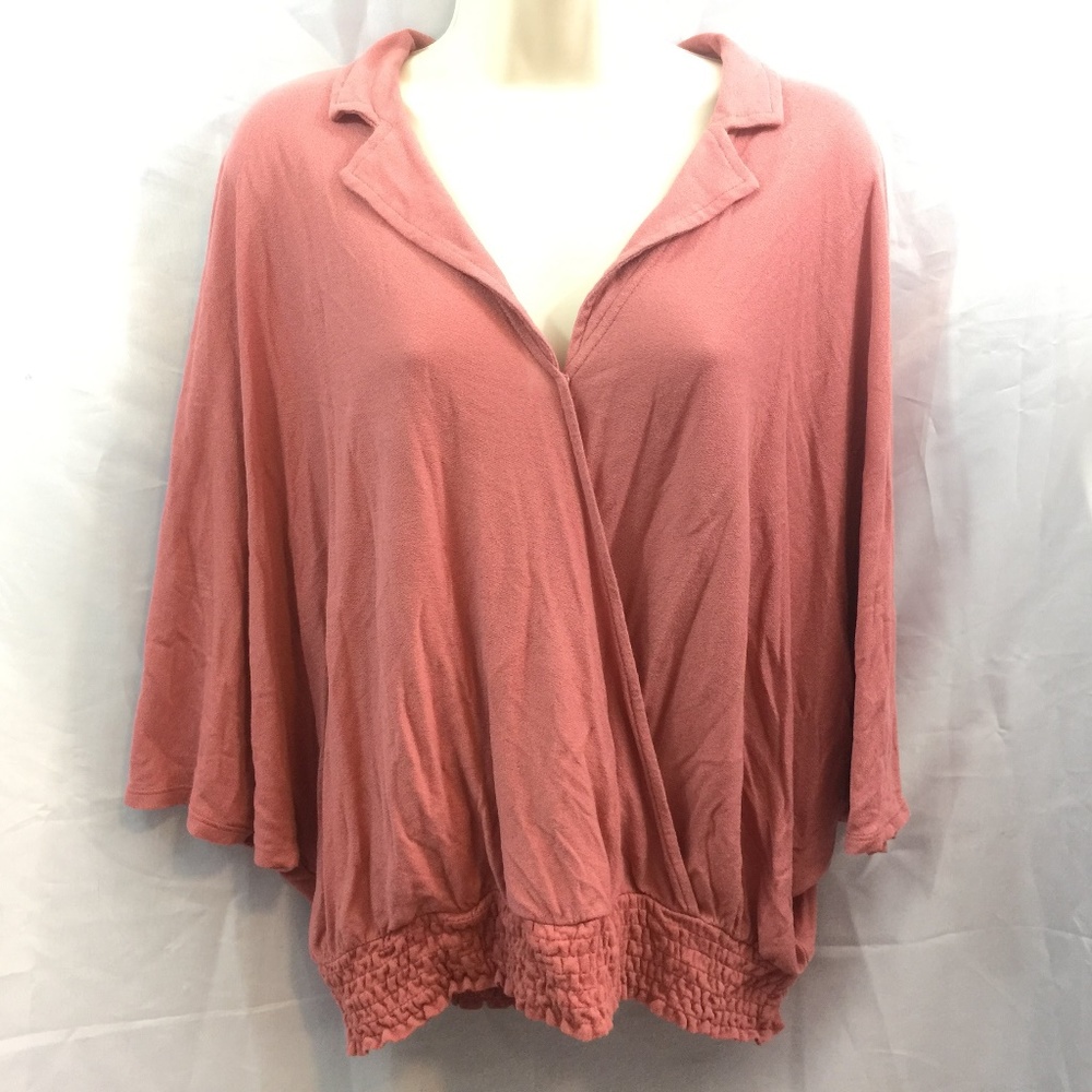 🍩 Postmark Dark Pink Faux Wrap Shirt
